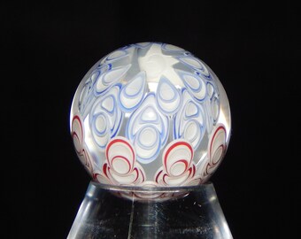 Two layer dot stack marble, glass pop art, art glass marble, hand blown glass marble, multi layer marble 1.03" (26.2 mm)