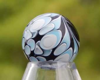 Art glass marble, glass pop art, hand blown glass, dot stack design, 0.97" diameter (24.6 mm)