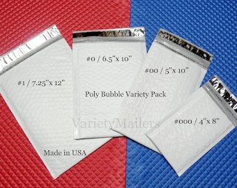 32 Poly Bubble Padded Envelope Mailer Variety ~ 4 Size Assortment ~ Made in USA! Free Shipping