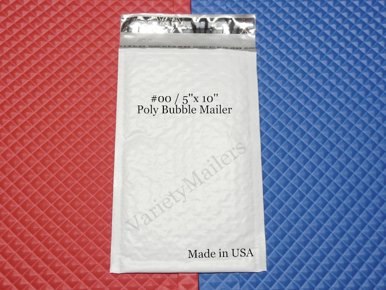 22 Poly Bubble Padded Envelope Mailers #00 5x 10 Self-Sealing Made in the USA!