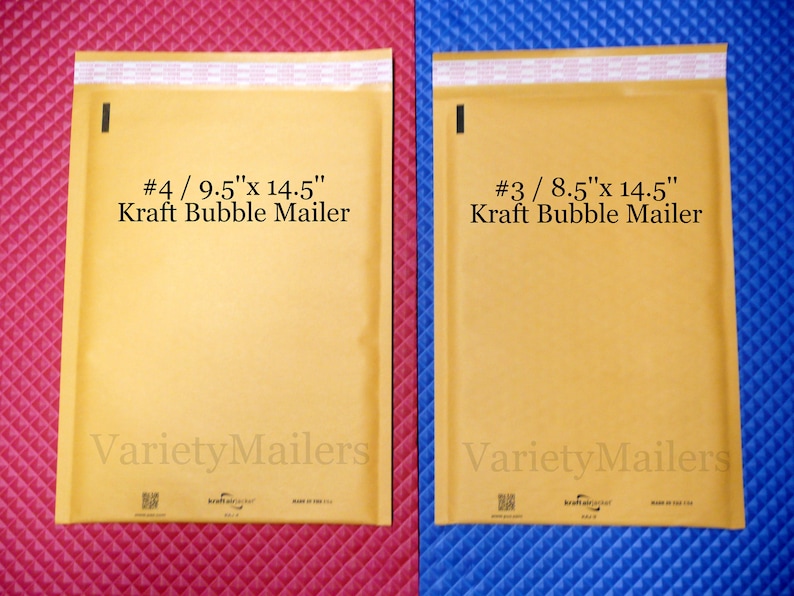 12 Kraft Bubble Envelope Combo ~ 2 Large Sizes ~ Self-Sealing Padded Mailers ~ Made in the USA