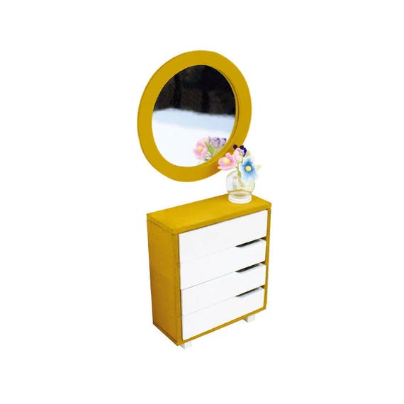 Diy Miniature Chest Of Drawer Kit Round Mirror Etsy