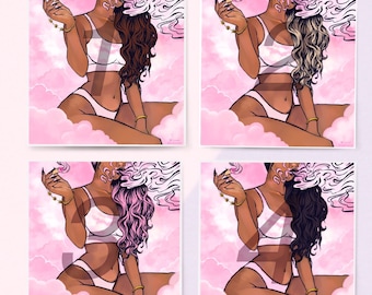 Kush Queen art prints and posters by Dazey moon art (darker skin tones)