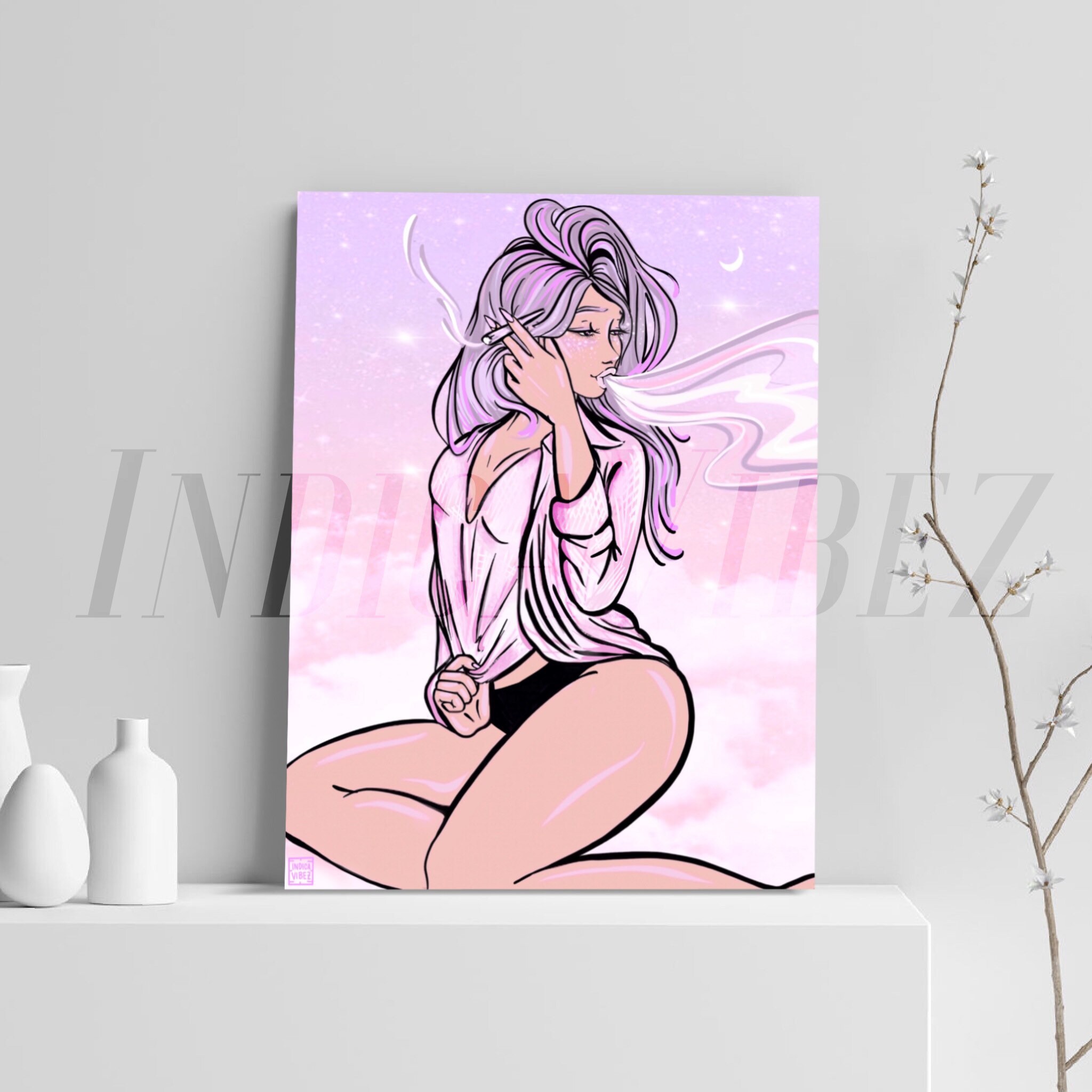 Pink Haze Art Prints Cute Stoner Girl Art 4 Gifts Gifts Etsy