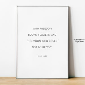 Oscar Wilde Happy, Minimalist Design, Typography & Quotes, Modern Home Decor, Digital Print