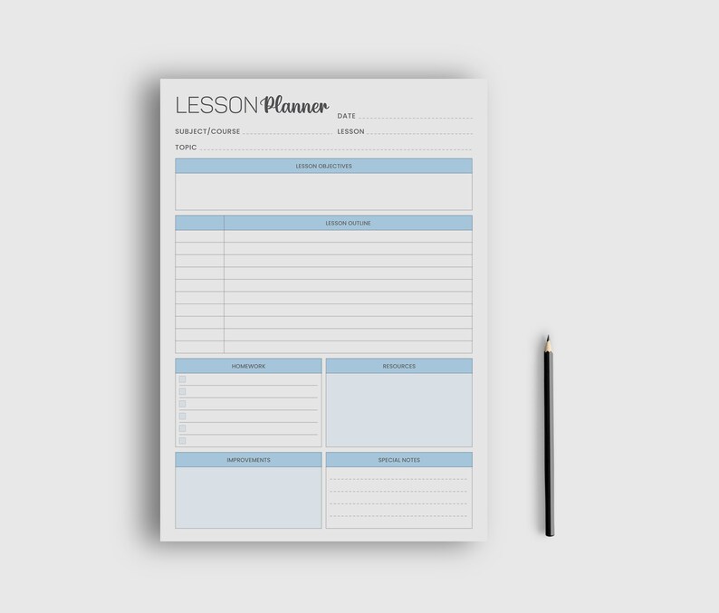 Lesson Task List Printable Lesson Planner, Planner Template, Daily Planner, To-do List ...