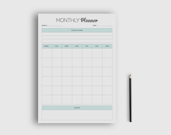 Printable Monthly Planner, Planner Template, Daily Planner, To-Do List, Task List, Instant Download, Digital Download
