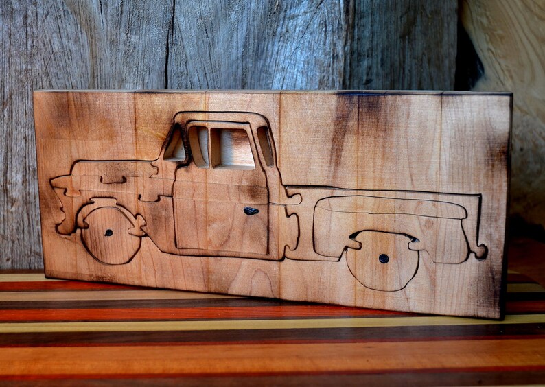 Ford Truck Wooden Puzzle Handmade Toy Cabin Art Ranch Decor