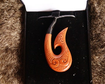 New Zealand Wood Hook Pendant