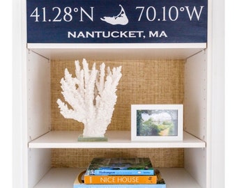 Custom Wood Sign, Coordinates, Latitude Longitude, Beach House Decor, Housewarming Gift, Wedding Gift, Personalized, Nantucket