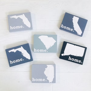 Personalized "Home" or Zip Code Wooden Mini Sign Blocks | All States Available