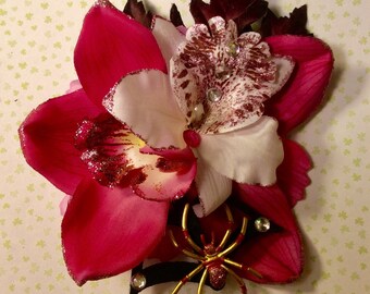 Pinup Orchid Spider Spiderweb Halloween Hair Flower