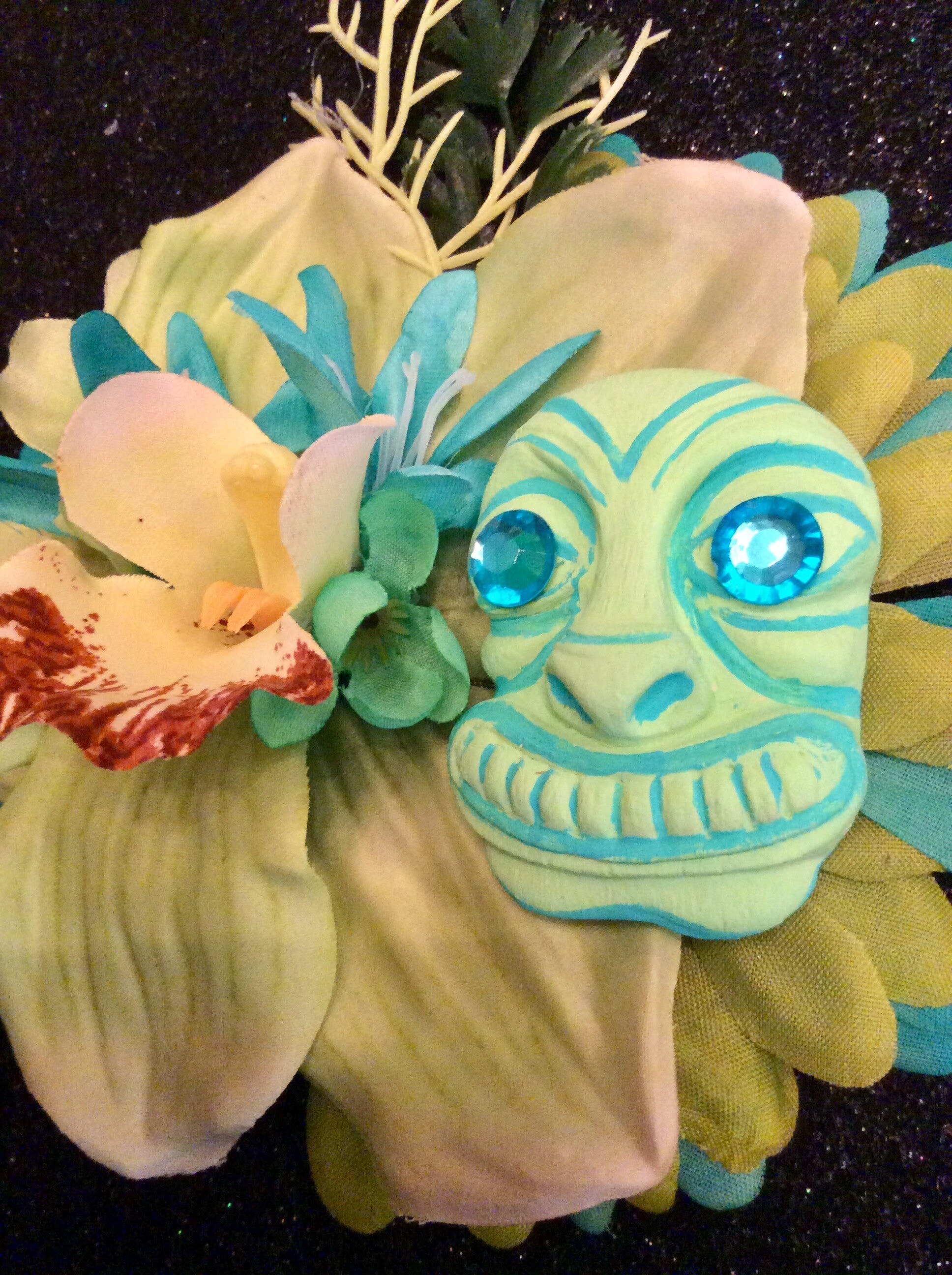Handmade Green Orchid Lily Tropical Hair Flower Clip Pinup Tiki Rockabilly Orchid Rockabilly Vintage Tiki Hawaii Hair Flower Clip - Etsy main image 3