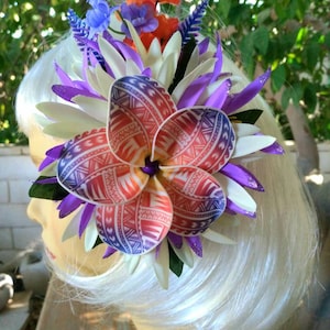 Tiki Tribal Hawaiian Hair Flower Clip