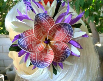 Tiki Tribal Hawaiian Hair Flower Clip