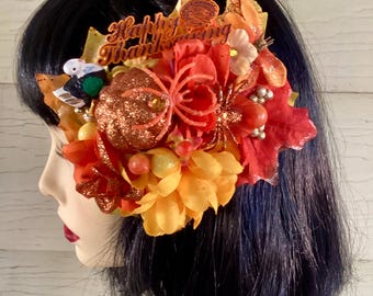 Vintage Style Thanksgiving Harvest Turkey Hair Flower Clip