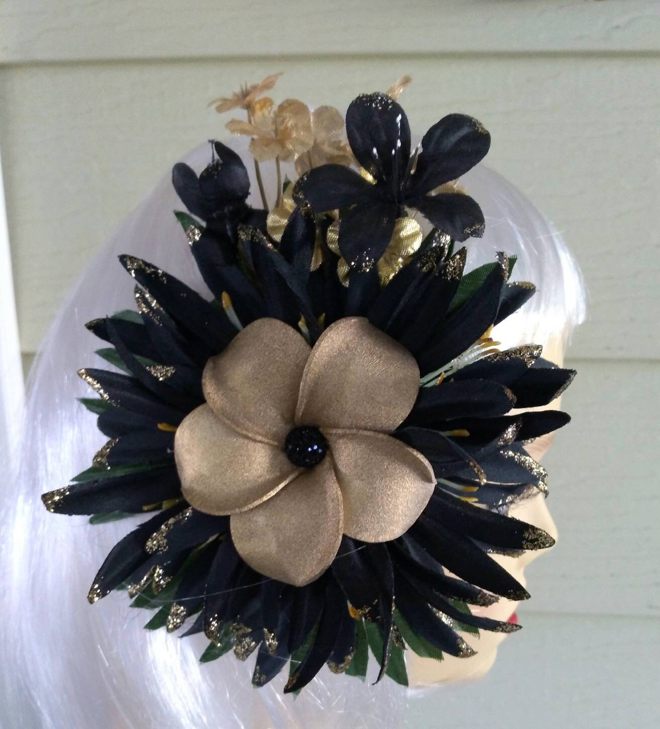 Midnight Exotica Hawaiian Hair Flower Clip/ Gold Plumeria Etsy