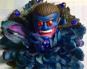 Dracula Blue Mum Hair Flower Clip Vampire Rockabilly