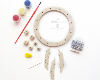 Paint and Make a Dreamcatcher Kit / Painting Kit / DIY Toddler Kit / Toddler Craft / Necklace for Kids / Craft Kit / Paint Kit / Kids Craft