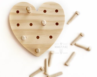 Peg Puzzle / Wooden Peg Board Game / Montessori / Learning Toy / Sensory Board / Montessori / Toddler Gift / Preschool Toy / Waldorf