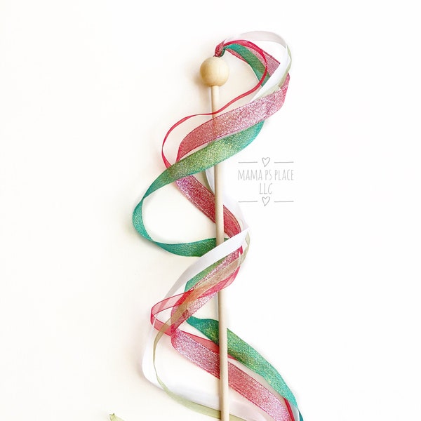 Ribbon Wand / Magic Wand / Christmas Magic Wand / Christmas Gift / Fairy Princess / Montessori / Toddler / Playing Pretend / Pretend Play