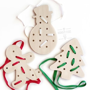 Christmas Lacing Board / Christmas Tree / Snowman / Gingerbread / Toddler Busy Board / Montessori Toy / Stocking Stuffer