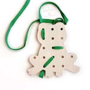 Lacing Board / Toddler Busy Board / Montessori Toy / Waldorf Toys / Natural Toy