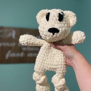 Teddy Bear Lovey /  Crocheted Bear / Baby Cuddler / Toddler Bear / Kid Lovey / Teddy Bear / Stuffed Teddy / Custom / Crocheted Knotted Lovey