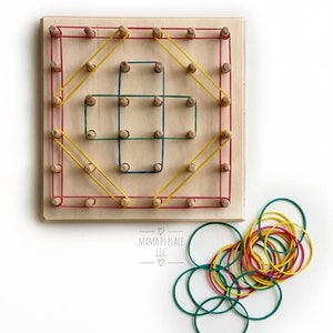 Geoboard / Wooden Peg Board / Montessori / Learning Toy / Sensory Board / Montessori / Toddler Gift / Preschool Toy / Waldorf image 5