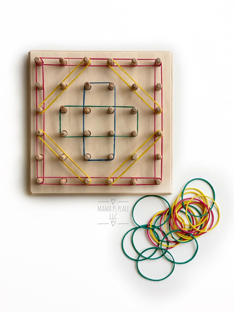 Geoboard / Wooden Peg Board / Montessori / Learning Toy / Sensory Board / Montessori / Toddler Gift / Preschool Toy / Waldorf image 5