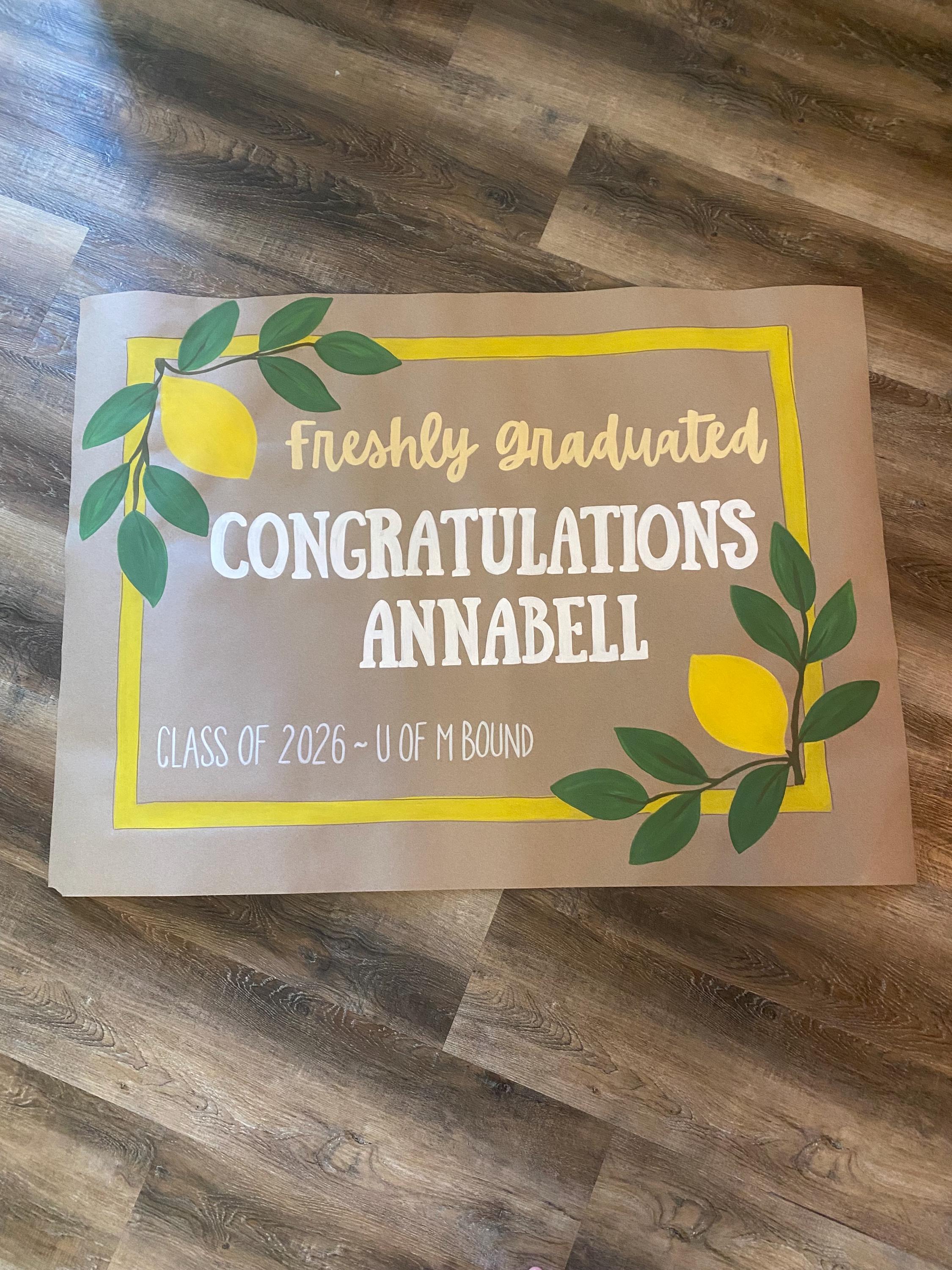 Lemon Grad Backdrop Graduation Banner / Lemon Theme / Graduation Party Decor / Freshly ...