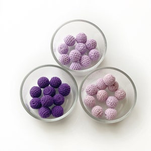 Crocheted beads / Purple / Craft Supplies / Wooden Crocheted Beads / Knitted Beads / Crafty / Natural Unfinished Wood Bead / Art Supplies