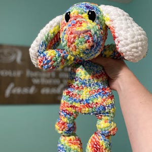 Bunny Lovey / Crochet Bunny / Bunny Cuddler / Toddler Bunny / Shower Gift / Baby Gift / Stuffed Bunny / Custom / Crocheted Knotted Lovey
