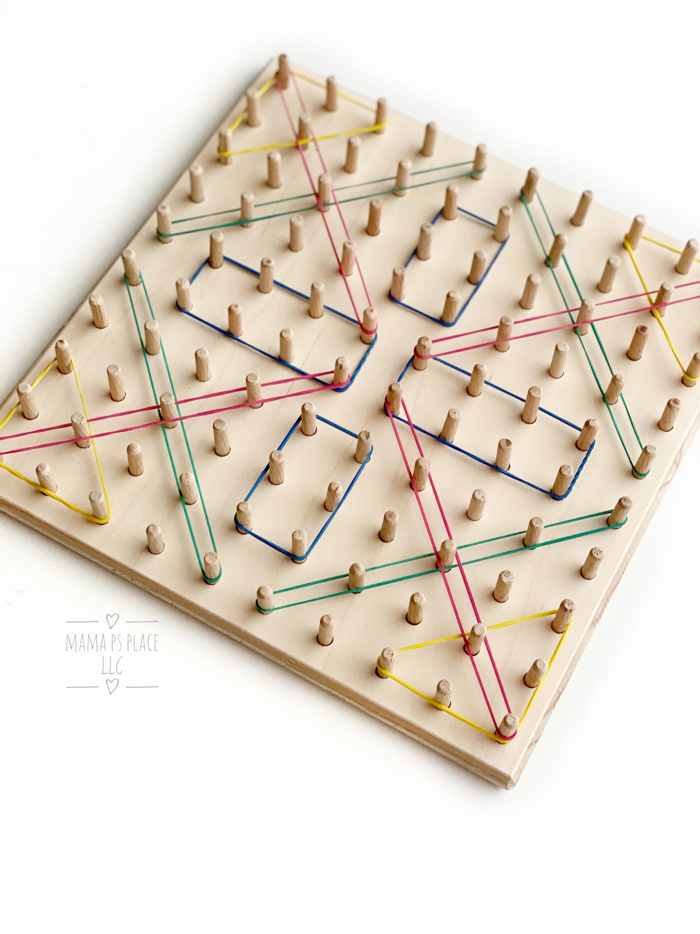 Geoboard Wood Wooden Geo Board Peg Metal Pins Graphing Busy Board  Montessori Waldorf Toys Toddler Christmas Gift Learning Game 