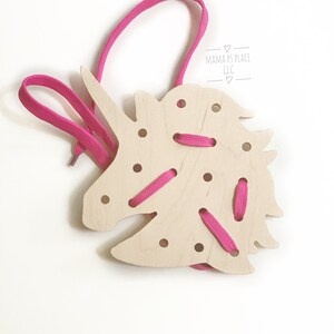 Unicorn / Lacing Board / Toddler Busy Board / Montessori Toy / Waldorf Toys / Natural Toy
