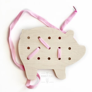 Lacing Board / Toddler Busy Board / Montessori Toy / Waldorf Toys / Natural Toy