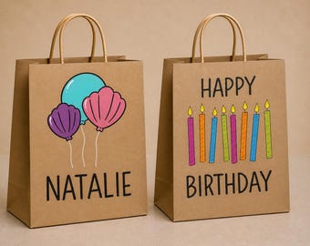 Aangepaste verjaardagscadeauzakjes / Gepersonaliseerde bedankzakjes / Handgeschilderd / Aangepaste naamzakjes / Tassen verjaardagstraktatie / Goodiebags / Kraftzakjes
