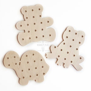 Lacing Board / Toddler Busy Board / Montessori Toy / Waldorf Toys / Natural Toy image 9