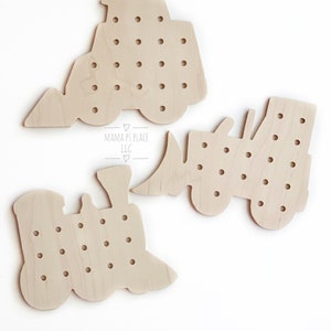Lacing Board / Toddler Busy Board / Montessori Toy / Waldorf Toys / Natural Toy image 6