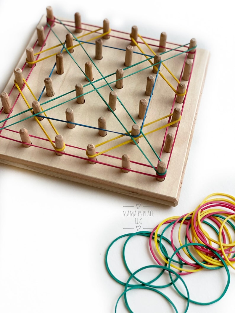 Geoboard / Wooden Peg Board / Montessori / Learning Toy / Sensory Board / Montessori / Toddler Gift / Preschool Toy / Waldorf image 2