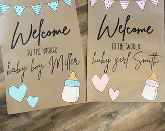 Welcome Baby Hospital Door Banner / Personalized Baby Sign / Custom Newborn Announcement Banner / Delivery Room Decor / Baby Shower Gift