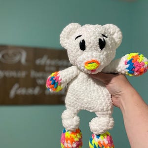 Teddy Bear Lovey / Crochet Bear / Baby Cuddler / Toddler Bear / Shower Gift / Teddy Bear / Stuffed Teddy / Custom / Crocheted Knotted Lovey