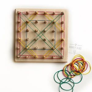 Geoboard / Wooden Peg Board / Montessori / Learning Toy / Sensory Board / Montessori / Toddler Gift / Preschool Toy / Waldorf image 1