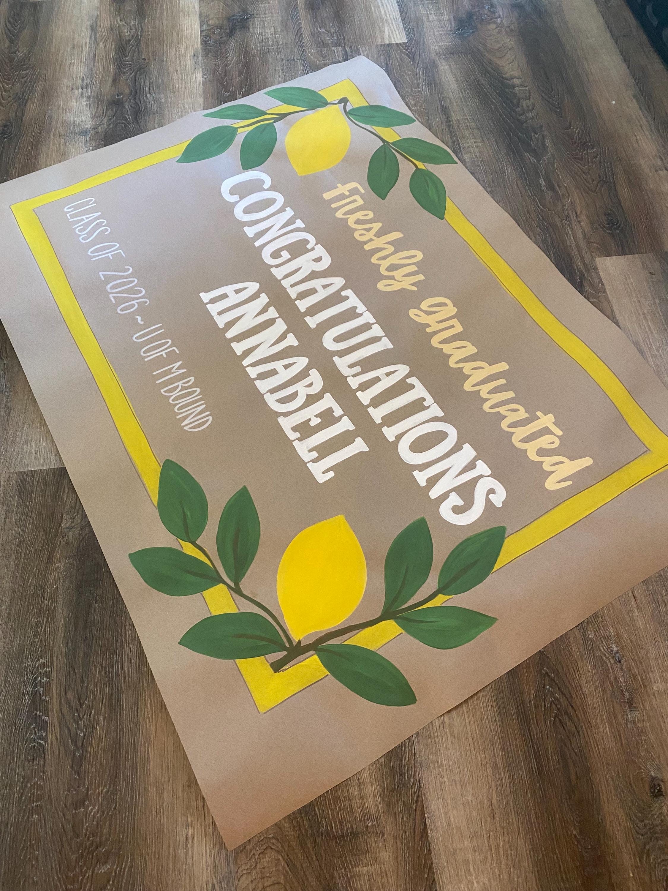 Lemon Grad Backdrop Graduation Banner / Lemon Theme / Graduation Party Decor / Freshly ...