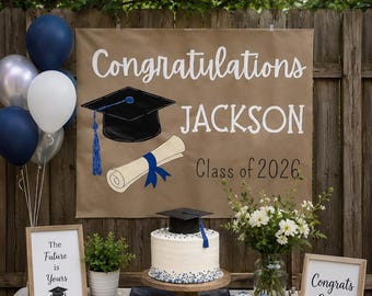 Custom Graduation Banner / Hand Painted Congrats Grad Sign / Personalized Graduation Party Backdrop / Grad Party Decoration / Event Banner
