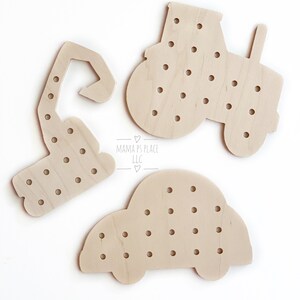 Lacing Board / Toddler Busy Board / Montessori Toy / Waldorf Toys / Natural Toy image 5