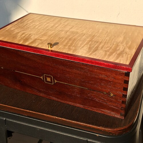 Jewelry box shops - medium/large - Charred Walnut, Curly Maple, Purple Heart