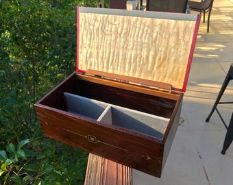 Jewelry box  - medium/large - Charred Walnut, Curly Maple, Purple Heart