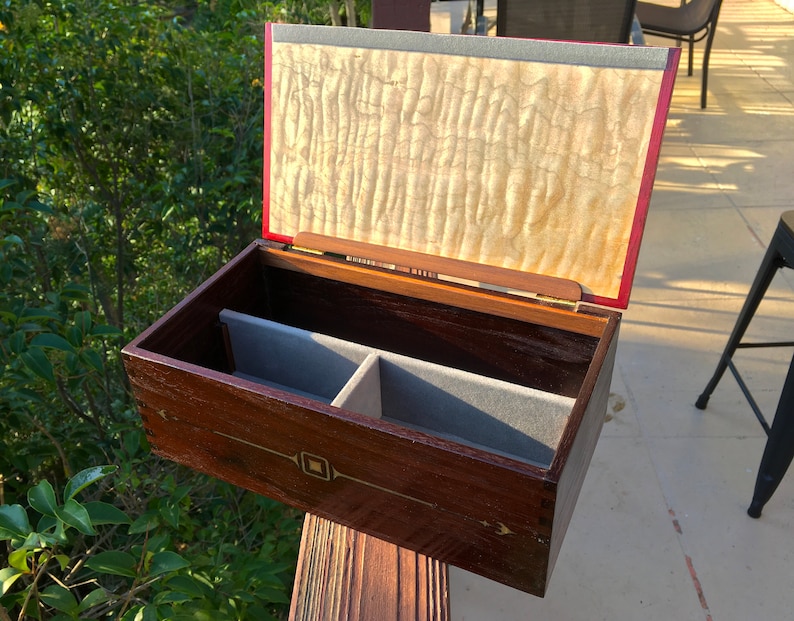 Jewelry box shops - medium/large - Charred Walnut, Curly Maple, Purple Heart