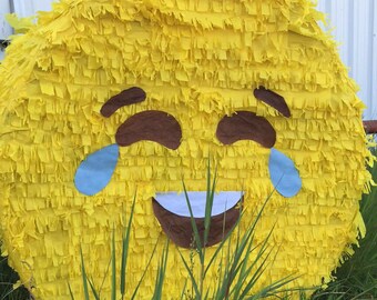 Full size pull-string emoji piñata customizable Rainbow